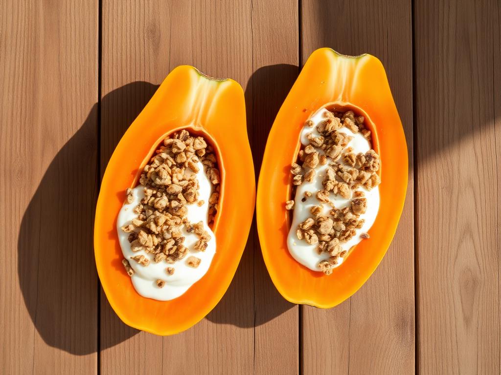 Papaia com Iogurte, Mel e Granola